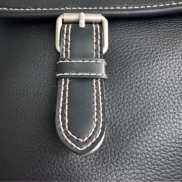 Esprit Vintage Messenger Bag Black Leather Crossbody Briefcase Commuter Gift - Picture 10 of 15